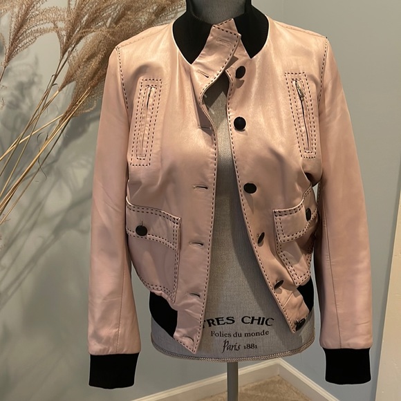 Gorgeous light pink pearl effect Italian leather jacket. Size 42 IT, Small - Picture 2 of 10